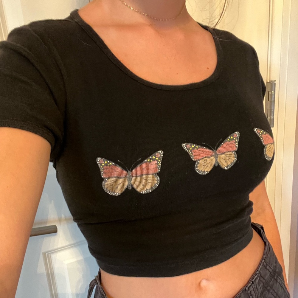 Urban Outfitters Black Butterfly Top